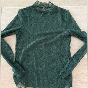 Anthropology Laced Top | emerald green